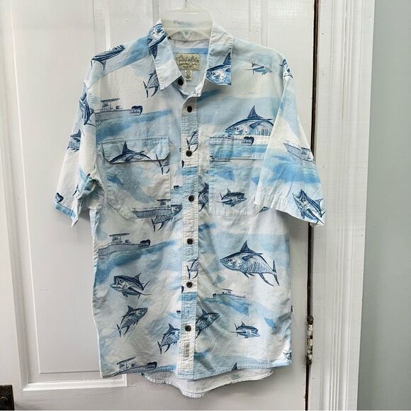 Cabela's fishing shirt men's medium short sleeve button down mesh - Picture 1 of 5